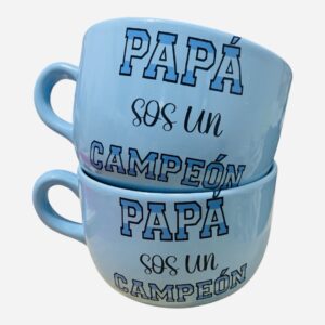 Tazon celeste XL Papá sos 10 / sos un campeon x2