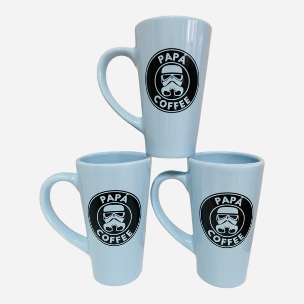 Taza alta x10 un  14,5 cm Papá Coffee star wars base celeste