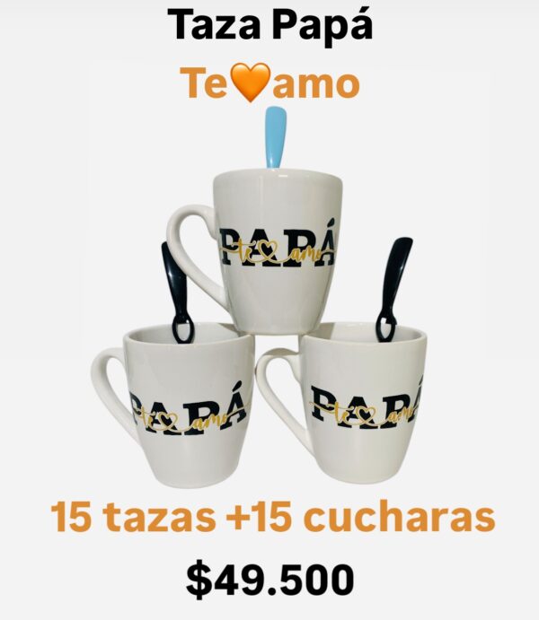 Tazas papa te amo x 15 + 15 cucharas