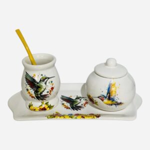 Set Colibrí ( bandeja + mate con bombilla + azucarera  )