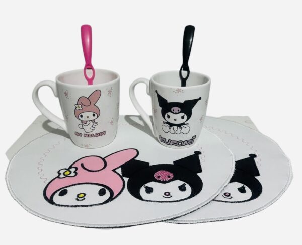 PACK X 10 -Set Mantel+taza +cuchara Capibara- Kuromi-My Melody