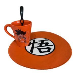 Set Dragón Ball (taza naranja+mantel +cuchara)