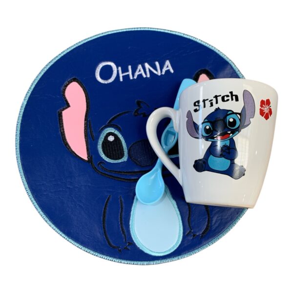 Set Stitch mantel + taza blanca + cuchara