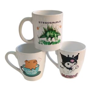 PACK X6 Tazas  Carpincho-kuromi-Dinos + cucharas