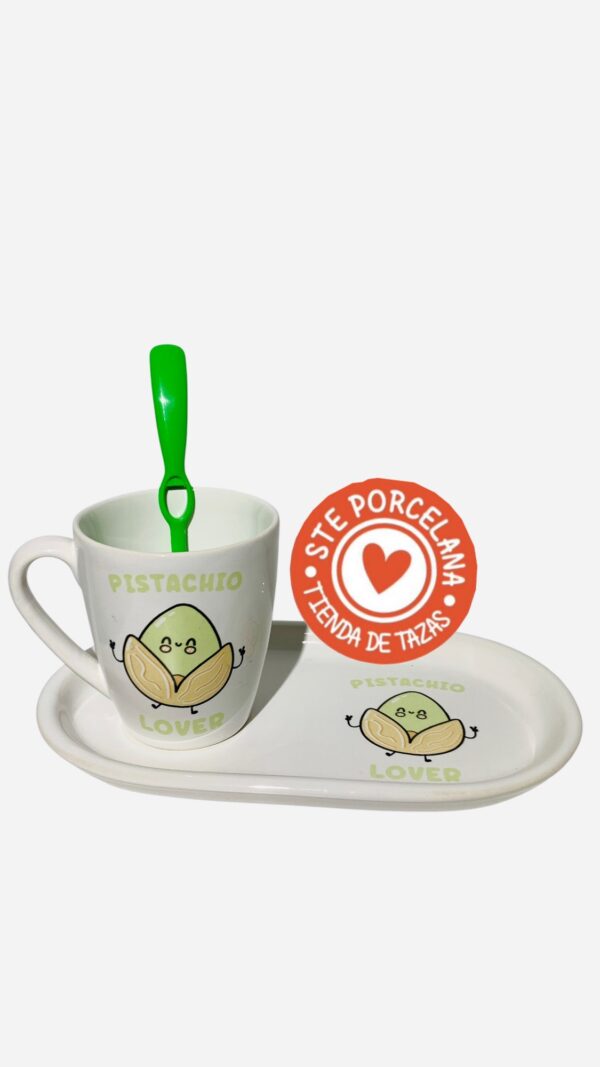 Taza Pistachio lover + cuchara al tono
