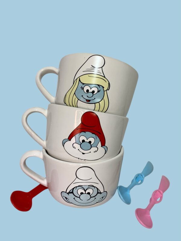 Pack Los PITUFOS ( 3 tazas-3tazones-6 cucharas) - Imagen 2