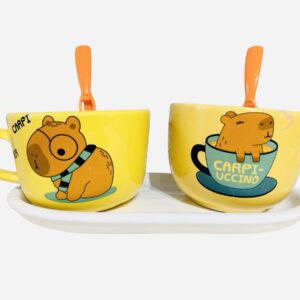 Set Capibara ( bandeja blanca,tazon,bowls, 2 cucharas )
