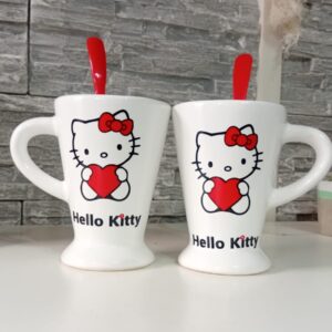 Dúo tazas chocolateras Kitty rojo