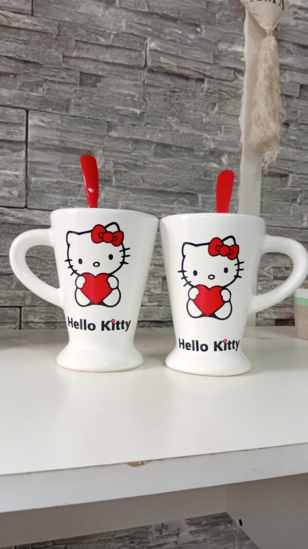 Dúo tazas chocolateras Kitty rojo