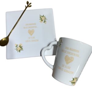 Set madrina ( taza-bandeja y cuchara de acero )