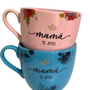 Tazon rosa Mamá te amo corona oro