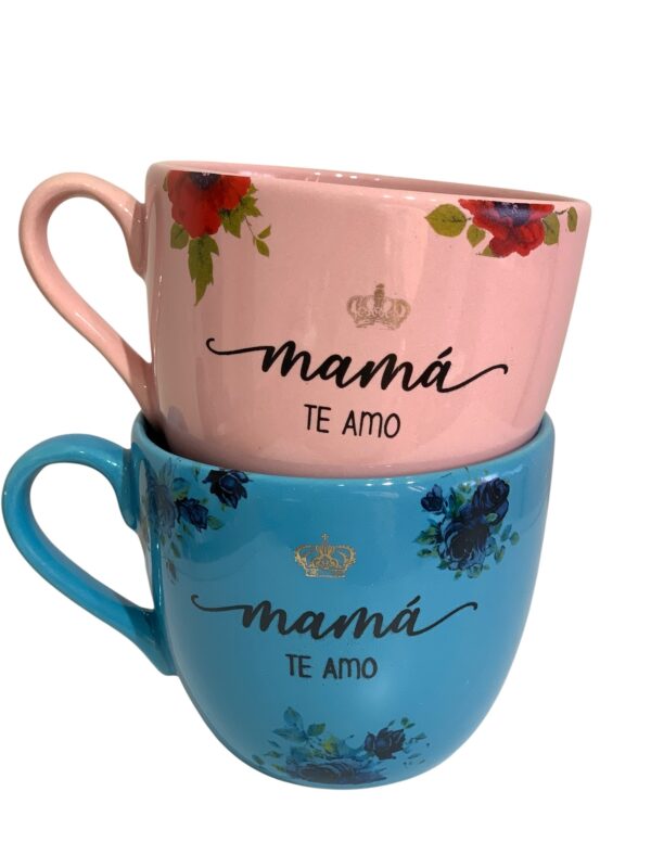Tazon rosa Mamá te amo corona oro