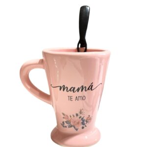 Chocolatero con pie mama te amo mas cuchara al tono