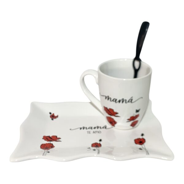 Set flores para mama (bandeja ondulada+taza+cucharas) desplegar para elegir - Imagen 2