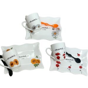 Set flores para mama (bandeja ondulada+taza+cucharas) desplegar para elegir