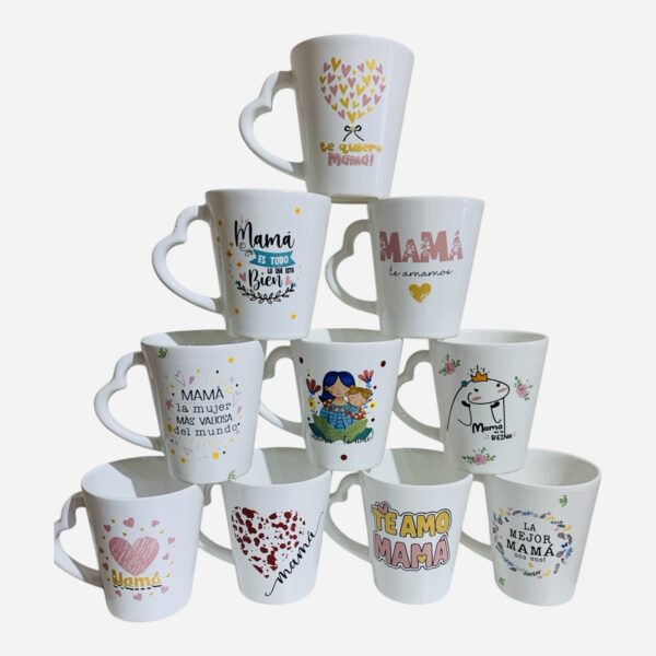 Pack combinado (5 tazas chocolateras - 5 manija corazón) - Imagen 2