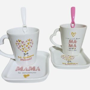 3 Sets    tostada rosa y oro ( taza-tostada-cuchara )