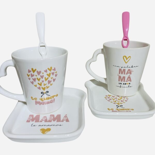3 Sets    tostada rosa y oro ( taza-tostada-cuchara )