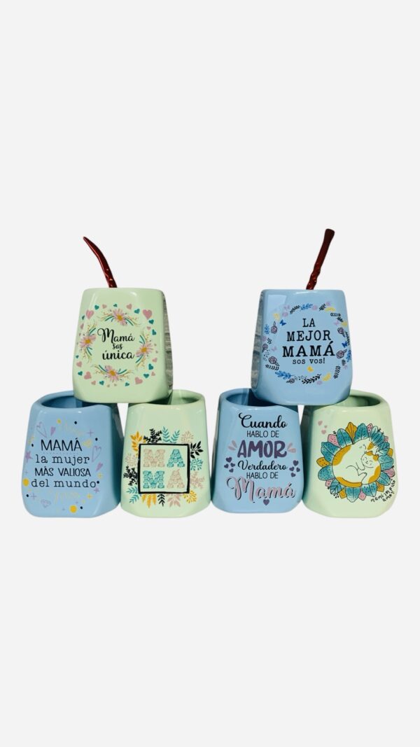 Mates para mama 
con bombilla x 5 
diseños Surtidos
