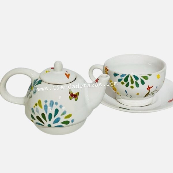 Tea for one flor celeste con plato - Imagen 2