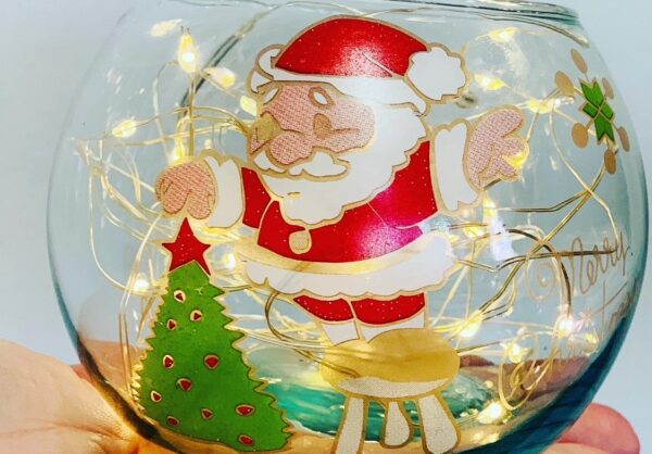 Fanal de vidrio pecera diseños navideños  surtidos x10