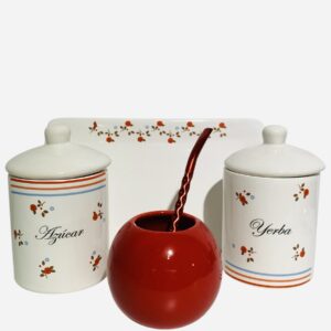 Set de mate  4 piezas rayas y flores
