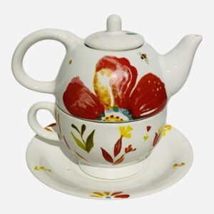 Tea for one flor rojo con plato