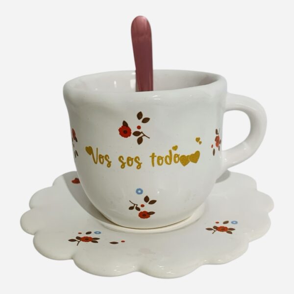 Set princesa flores rojas baby + frase oro gold - Imagen 2