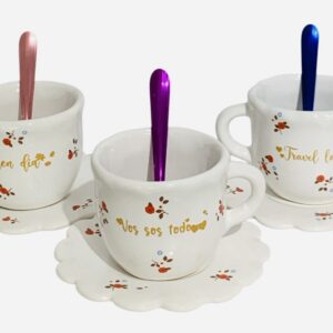 Set princesa flores rojas baby + frase oro gold