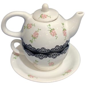 Tea for one puntillas y flores con Plato