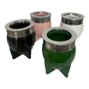 Mate imperial ceramica con virola de aluminio labrada