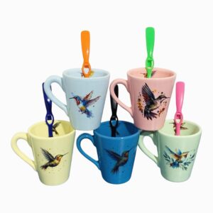 Taza colibrí en colores x 5