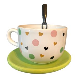Set el amor es divertido (tazon+plato verde+cuchara)