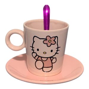 Set rosa Kitty ( taza-plato-cuchara plástica)