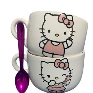 Tazon Kitty x2 + cucharas plásticas