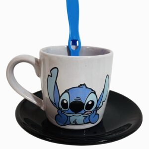 Set Stitch x 2 unidades (taza gris-plato -cuchara )