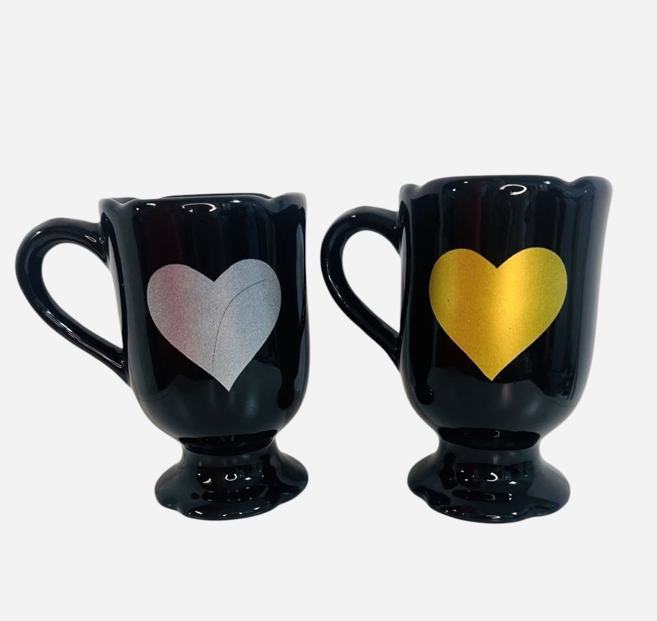 Boca flor negra corazón oro y Plata. Pack x 2