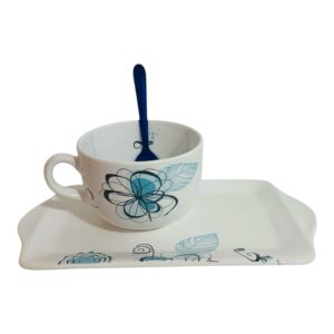 Set Flores celestes ( tazón + bandeja rectangular)