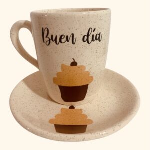 Set dulce buen día ( taza plato ) x2  ( cupcake y cookies)