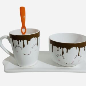 Set carita chocolatosa 4 piezas (taza+cerealero-bandeja-cuchara)