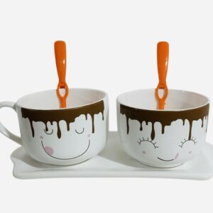 Set carita chocolatosa 5 piezas (tazon-bandeja-bowls-2 cucharas)