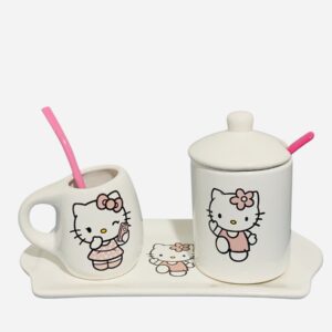 Set Kitty matero 5 piezas ( mate + azucarera+bandeja + cuchara+ bombilla)