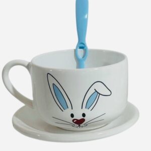 Tazón conejo celeste con cuchara