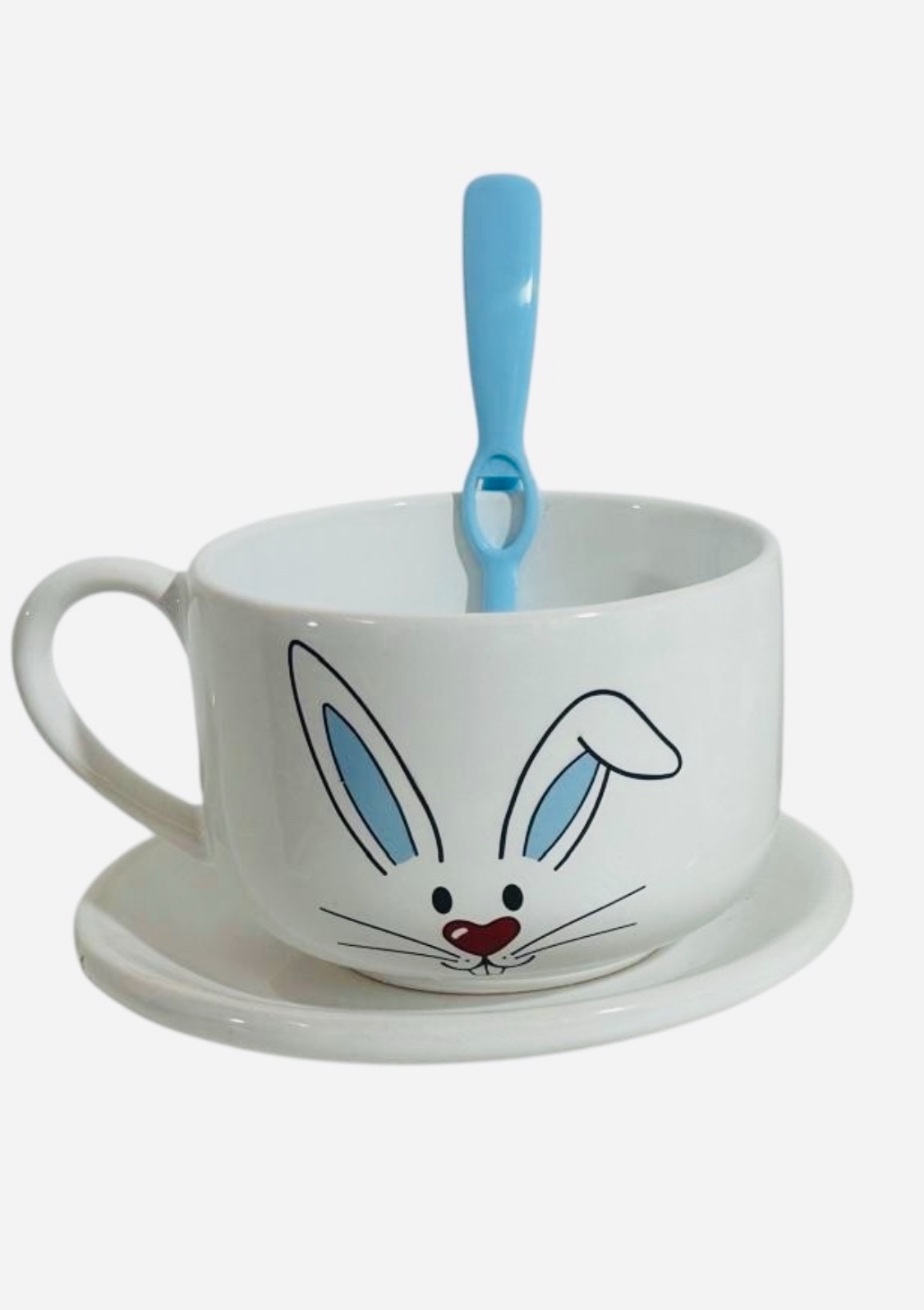 Tazón conejo celeste con cuchara
