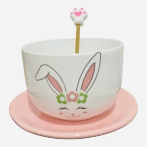 Set Coneja (plato rosa + bowls + cuchara 3D )