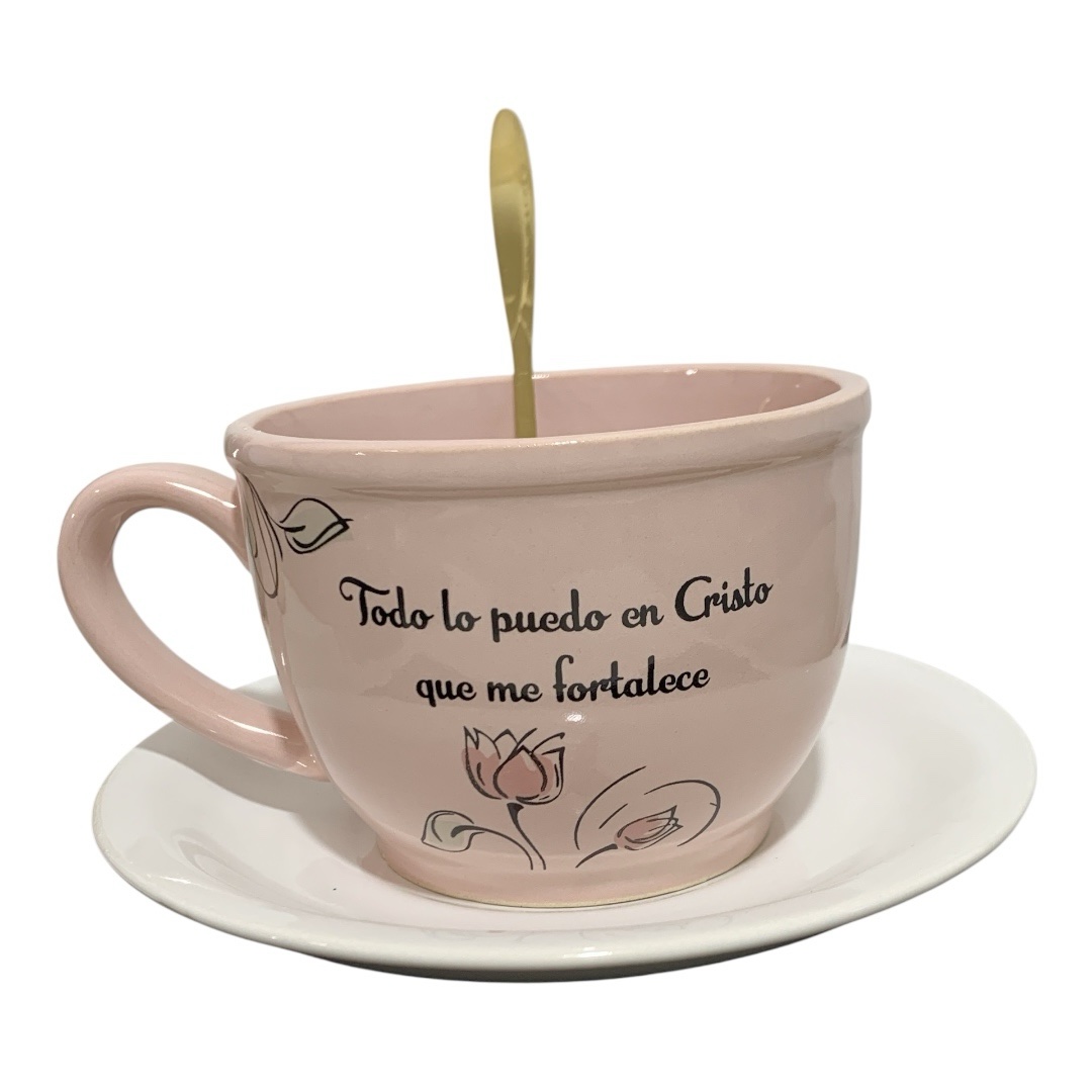 Set TODO LO PUEDO taza de té rosa