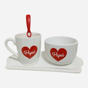 Set papa corazón (bandeja +bowls+taza)todo con deco