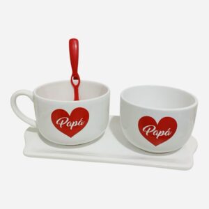 Set papa corazón  (bandeja +bowls+tazón todo con decoracion)