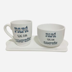 Set papa campeón (bandeja +bowls+taza)todo con deco