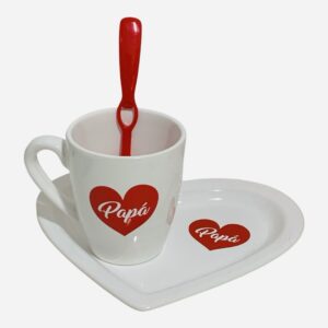 Taza + bandeja corazón papa corazón